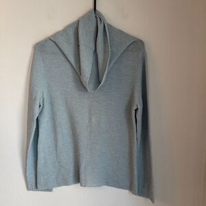 Eileen Fisher  mock neck funnel neck 100% wool light blue women’s Sweater MD EUC